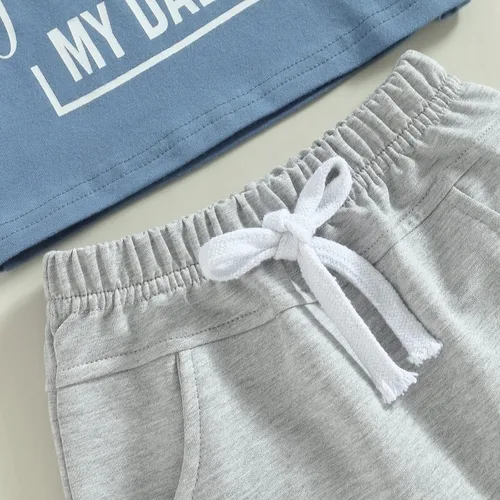 Miniatura 6 de Conjunto de camiseta de manga corta para bebé y niño, ropa de verano, con cordón enrollado