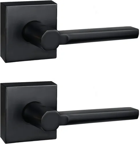 Miniatura 38 de Manija de Puerta de Paso (Sin Cerradura), Mango Cuadrado Interior de Servicio Pesado para Pasillo y Closet, Negro Mate, Reversible para Diestros