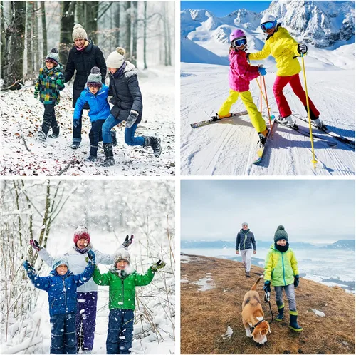 Miniatura 7 de Chaqueta de esquí impermeable para niños, abrigo de nieve cálido para invierno, con capucha, forro polar resistente al viento