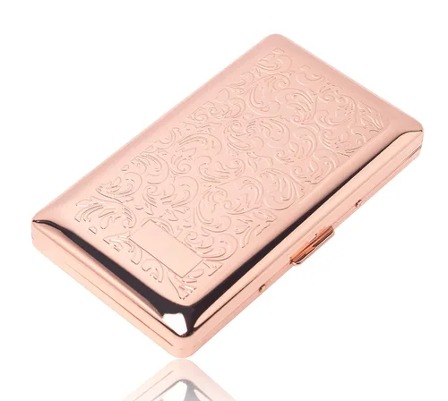 Miniatura 13 de Hermosa y elegante caja de cigarrillos de metal simple para damas y hombres con capacidad para 10 cigarrillos de 3.937 in (pistola de hierba negro)
