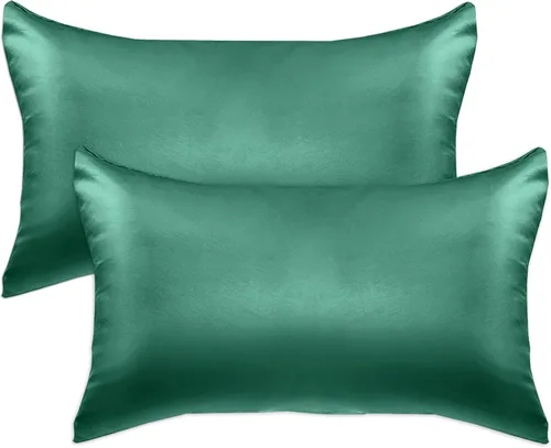 Miniatura 21 de Elegant Comfort Juego de 4 fundas de almohada de satén de viscosa refrescante con cierre de cremallera oculto, suave como la seda para el cuidado