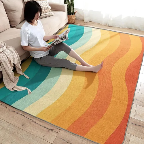 Miniatura 4 de Alfombra retro y decoración del hogar, alfombra lavable de 2 x 3 a 70 segundos, para entrada, sala de estar, dormitorio, tapete antideslizante