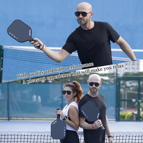 Miniatura 2 de Juego de 2 paletas de pickleball – Material ligero de fibra de vidrio y carbono de alto rendimiento, buen agarre, paletas resistentes para una