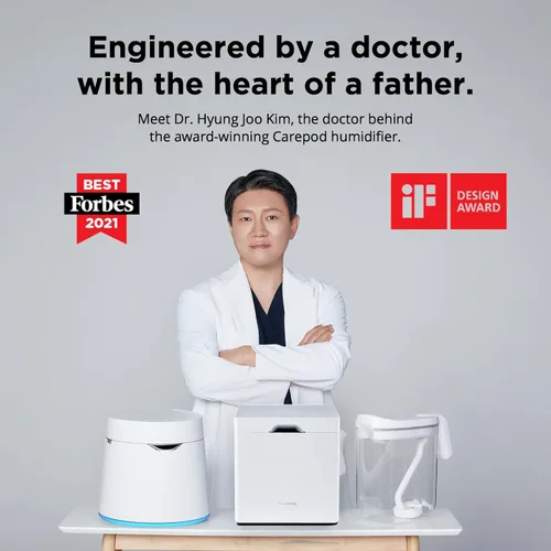 Miniatura 5 de Carepod One Plus Humidificador de Acero Inoxidable para Habitación Grande con Luz de Ambiente, Silencioso y Seguro para Bebé, Solo 3 Partes Blanco