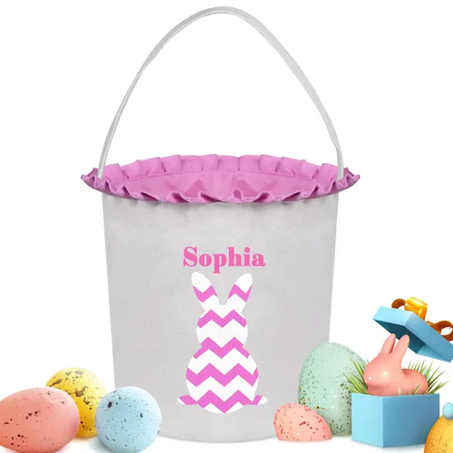 Miniatura 30 de Cestas de Pascua personalizadas para niños y niñas, cestas de conejo de Pascua personalizadas para niños, cesta de caza de huevos de Pascua, regalos