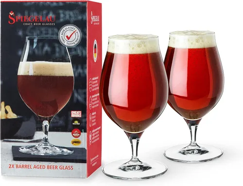 Spiegelau Vasos de cerveza de tulipán envejecidos en barril, elegantes vasos de cristal para cervezas artesanales, stouts, cerveza belga, agrios,