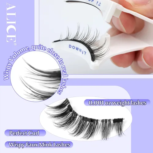 Miniatura 2 de Pestañas magnéticas con aplicador, pestañas magnéticas reutilizables sin delineador de ojos, anime natural, sin necesidad de pegamento, pestañas