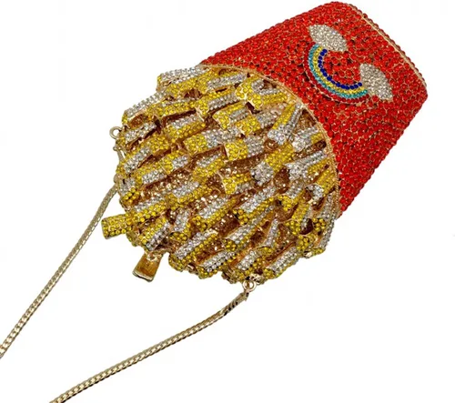 Miniatura 3 de DEBIMY Papas fritas con diamantes de imitación para mujer bolso de cristal brillante bolso de noche para boda fiesta
