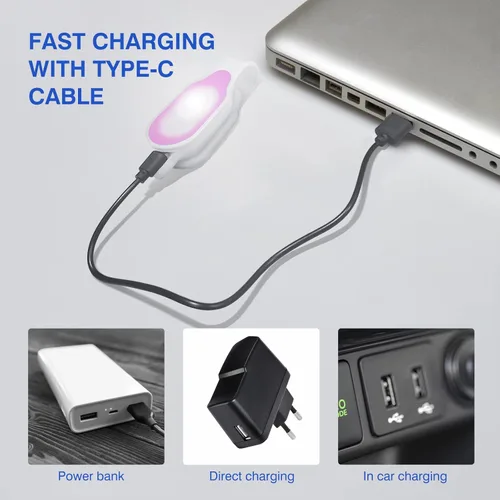 Miniatura 5 de Luz nocturna de lactancia con clip, recargable, luz de enfermera, manos libres, linternas LED para correr, mascotas, emergencia al aire libre (rosa)