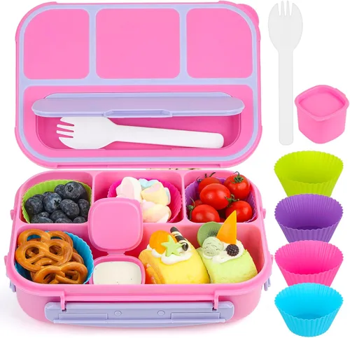 Miniatura 10 de MaMix Lonchera Bento para adultos, lonchera para niños, contenedores de almuerzo para adultos, niños, estudiantes, 44.0 fl oz, 4 compartimentos Azul