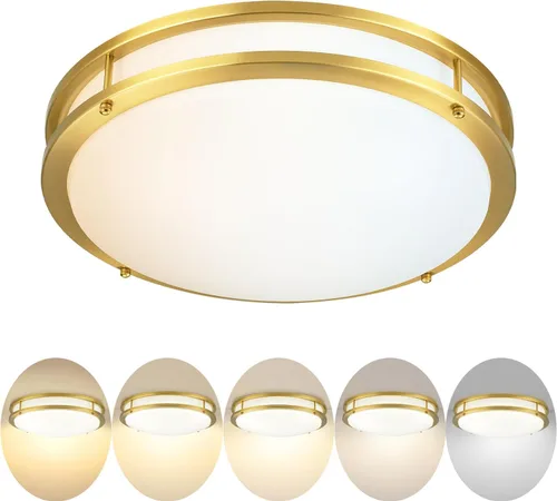 Miniatura 13 de Lámpara de Techo Dorada 24W, Lámpara de Techo LED de Montaje Empotrado de 12 Pulgadas para Dormitorio, Cocina, Baño, Lámpara de Techo Regulable