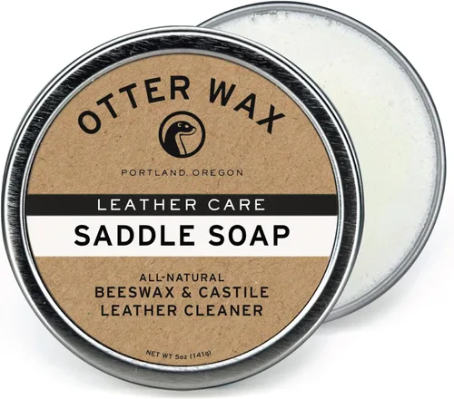 Otter Wax Jabón de sillín | 5 onzas | Limpiador de cuero Sudsy & Nutritivo para muebles, botas, sombreros, zapatos, tachuelas y bolsas | Tratamiento