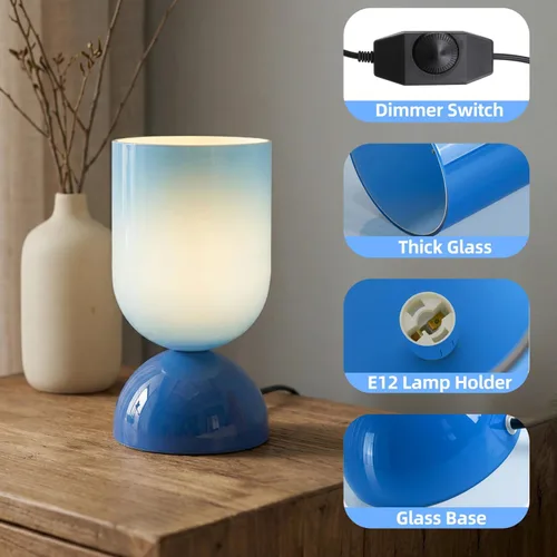 Miniatura 3 de Lámpara de mesa de cristal moderna de 8.9 pulgadas para sala de estar, lámparas de escritorio regulables para dormitorio, lámpara de mesita de noche