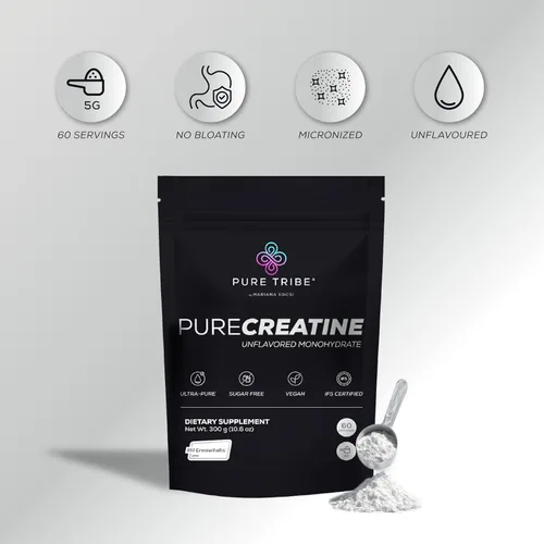 PureCreatine - Monohidrato de creatina micronizada alimentado por Creavitalis - Monohidrato de creatina sin sabor en polvo para energía y