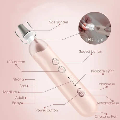 Miniatura 2 de Kit profesional de manicura y pedicura, juego de limas eléctricas inalámbricas, herramientas recargables para pedicura de uñas para pies, 5