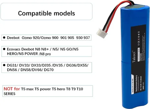 Miniatura 2 de Batería de repuesto para Deebot Ozmo 900, 901, 905, 920, Deebot Ozmo 930, Deebot Ozmo 937, se adapta a la parte número S01-LI-148-2600
