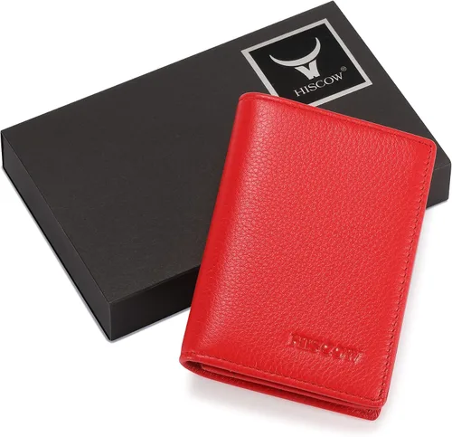 Miniatura 7 de Funda de piel para tarjetas de visita para hombres y mujeres, piel de becerro italiana Rojo guijarro
