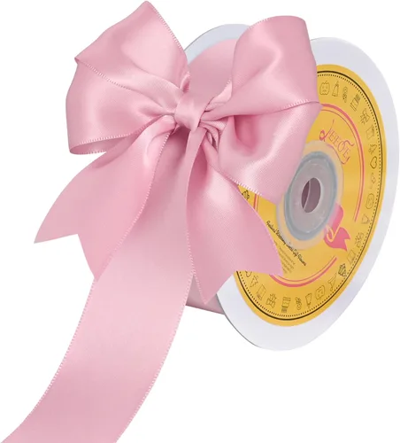 Miniatura 317 de Cinta de satén blanca antigua de doble cara de 1-1/2 pulgadas x 50 yardas, cinta de poliéster para envolver regalos, día de San Valentín, bodas