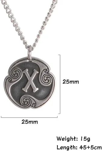Miniatura 2 de TEAMER Collar con colgante de amuleto de acero inoxidable de 24 runas de los vikingos nórdicos, joyería con símbolo de la suerte y la bendición