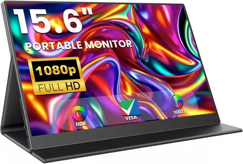 ZUCWO Monitor de Computadora Portátil de 15.6 Pulgadas, Monitor Portátil para Laptop, PC, MacBook, Teléfono, PS4, Pantalla FHD 1080P con HDMI USB-C,