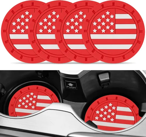 Miniatura 8 de JUSTTOP Posavasos para Portavasos de Automóvil, Bandera Americana Antideslizante Inserto Posavasos de Coche, Accesorios para el Interior del Negro