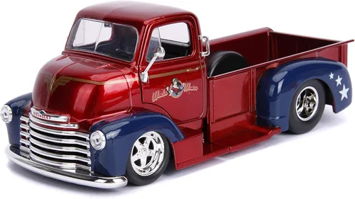 Miniatura 3 de Jada DC Comics Bombshells 1:24 1952 Chevy COE Pickup Auto fundido a presión con figura de la Mujer Maravilla de 2.75 pulgadas, juguetes para niños