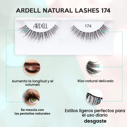 Miniatura 3 de Ardell Lashes Natural 174 - Pestañas postizas ligeras de aspecto natural, pestañas de larga duración para uso diario, paquete de 4
