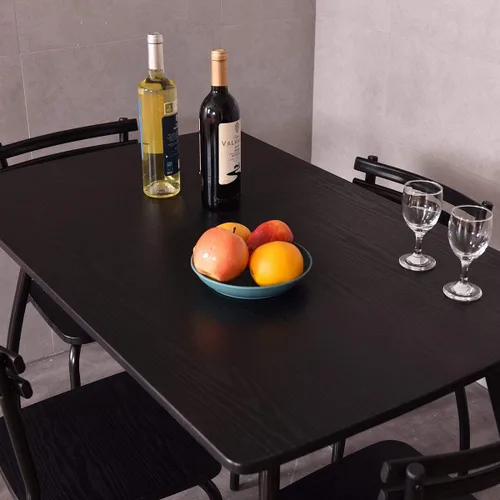 Miniatura 7 de Casart Juego de mesa y sillas de comedor rectangulares de 5 piezas, marco de acero negro con parte superior de MDF, 42 x 27.5 x 30.5 pulgadas, 4
