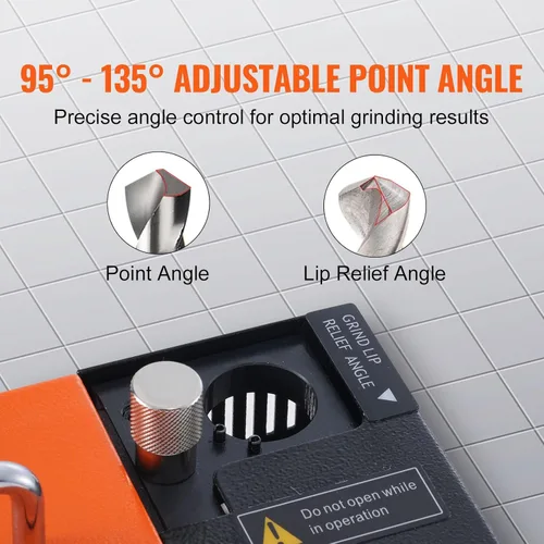 Miniatura 3 de VEVOR Afilador de Brocas, Afiladora y Rectificadora de Brocas MR-13A 3-13mm, Ángulo de Punta Ajustable de 95° a 135°, Afiladora Portátil de Brocas
