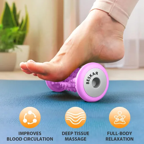 Miniatura 2 de BESKAR Rodillo de masaje para pies para alivio de la fascitis plantar, rodillo portátil para pies para masaje profundo de tejido muscular, dolor