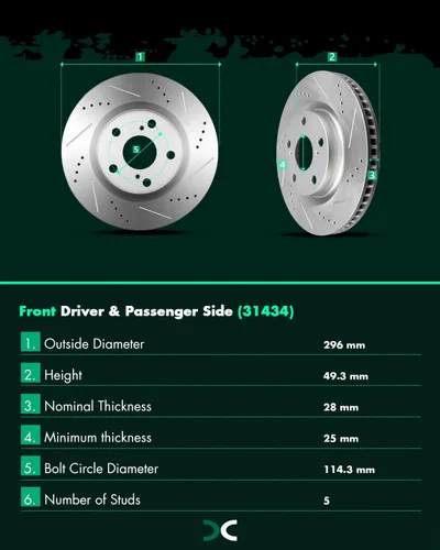 Miniatura 8 de Kits de Frenos, SCITOO Rotores de Freno Delanteros y Pastillas de Cerámica Compatibles con Lexus ES300h 2013-2018, Lexus ES350 2007-2018, Toyota