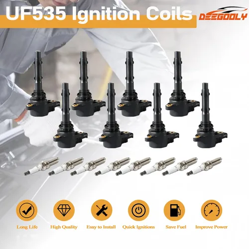 Miniatura 2 de Paquete de 8 bobinas de encendido UF535 de 8 piezas y bujías de iridio compatibles con Mercedes-Benz CLS550 E550 S550 GL450 SL550 ML550 S450 CL550