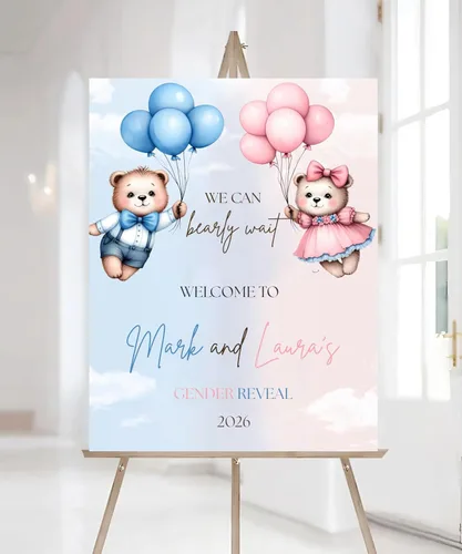 Miniatura 7 de Letrero de bienvenida de revelación de género de arco para niño o niña Versión #17