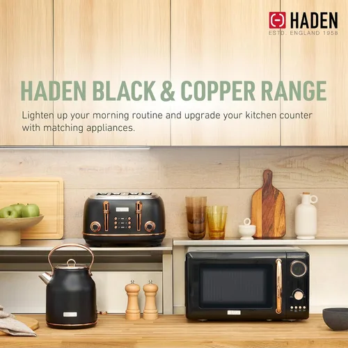 Miniatura 5 de Haden Horno microondas de 700 vatios y 0.7 pies cúbicos con controles digitales, descongelación e inicio instantáneo para encimera
