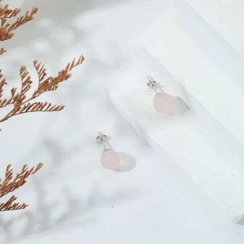 Miniatura 43 de Natural Stone Stud Earrings for Women 8mm Sterling Silver Genuine Gemstone Earrings Handmade Sterling Silver Crystal Stud Earrings for Women