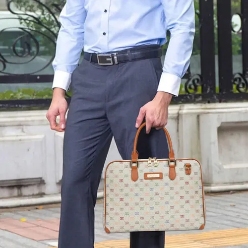 Miniatura 3 de Maletín para laptop, para hombres y mujeres, bolsa de hombro tipo mensajero, bolsa cruzada de viaje, bolsa de negocios para laptop de 15 pulgadas