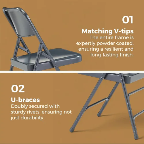 Miniatura 8 de OEF Furnishings Triple Brace Silla plegable de acero, azul