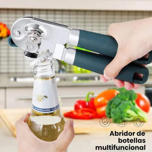 Miniatura 6 de Beneno Abrelatas manual resistente con imán, hoja de acero al carbono afilada duradera, corte suave, gran perilla de ahorro de esfuerzo y mango