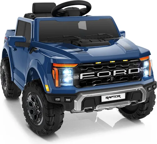 First Ride On Auto Eléctrico de 12V para Niños, Ford F-150 Raptor con Licencia Juguetes de Paseo para Niños Pequeños con Control Remoto, Camión de
