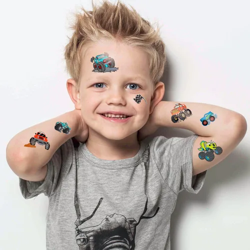 Miniatura 8 de 75 piezas de tatuajes temporales Hot Wheels para niños, decoraciones de cumpleaños Hot Wheels, recuerdos de fiesta Hot Wheels, tatuajes temporales