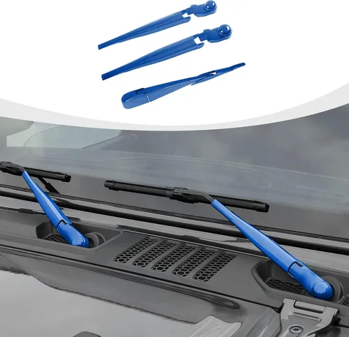 Miniatura 8 de RAZPOY JK Limpiaparabrisas frontal y trasero, 3 piezas, compatible con Jeep Wrangler JK JKU 2007-2017, azul