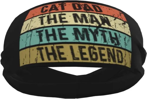 Miniatura 4 de Cat Dad The Man The Myth The Legend Headband for Men Women Sports Sweatband for Fitness Exercise Moisture Wicking Running Yoga Hairbands