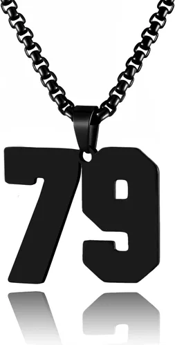Miniatura 160 de Collar de Número Dorado para Hombre, Cadena de Acero Inoxidable con Colgante de Número para Atletas, Joyería Deportiva Personalizada para Niños
