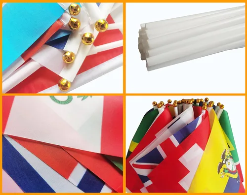 Miniatura 5 de Banderas de mano de 200 países en palo, pequeñas mini banderas internacionales de países del mundo de 5 x 8 pulgadas, bandera de países del mundo