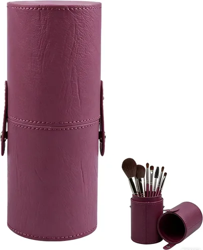 Miniatura 9 de PU Leather Makeup Storage Holder Cosmetic Cup, Travel Makeup Brush Holder Organizer Case with Button Closure, Portable Cosmetic Brush Storage