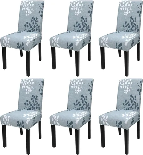 Miniatura 42 de JQinHome Juego de 8 fundas para sillas de comedor, fundas de alta elasticidad extraíbles y lavables, fundas protectoras de asiento para silla