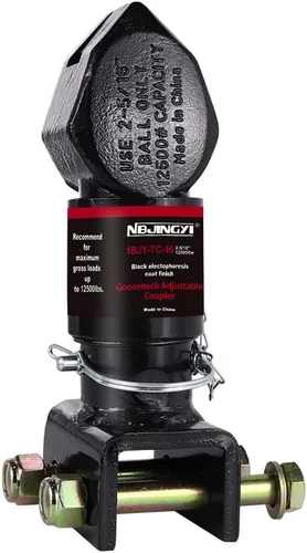Miniatura 4 de Acoplador ajustable para remolque de 2-5/16 pulgadas, capacidad de 12500 libras, recubrimiento en polvo negro, acoplador de montaje en canal