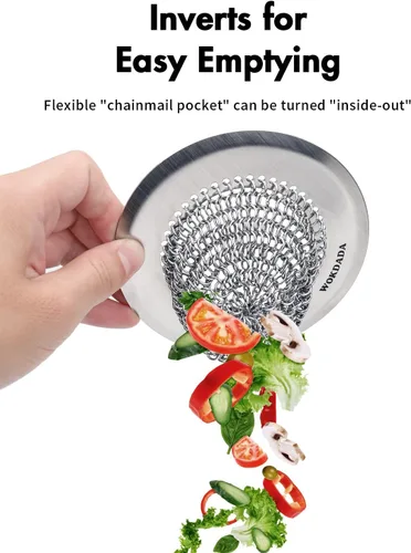 Miniatura 4 de Wokdada Revolucionario colador de drenaje para fregadero de cocina y tapón de fregadero/malla de cadena reversible patentada, limpieza sin esfuerzo