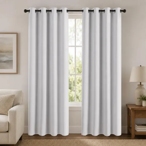Miniatura 14 de Aquazolax Cortinas opacas de 45 pulgadas de largo, juego de 2 paneles para guardería, cortinas de tratamiento de ventanas con aislamiento térmico