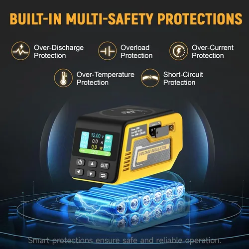 Miniatura 5 de Kzreect Regulador de voltaje ajustable de 300 W CC 2-30 V compatible con batería DeWalt de 18 V/20 V XT60 de salida, 140 W tipo C, 18 W USB-A